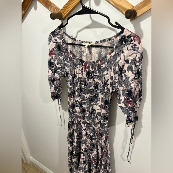 Like new-Maje Rimba Floral Monkey Print Off Shoulder High Low Midi Dress -Size 1 - Picture 2 of 12
